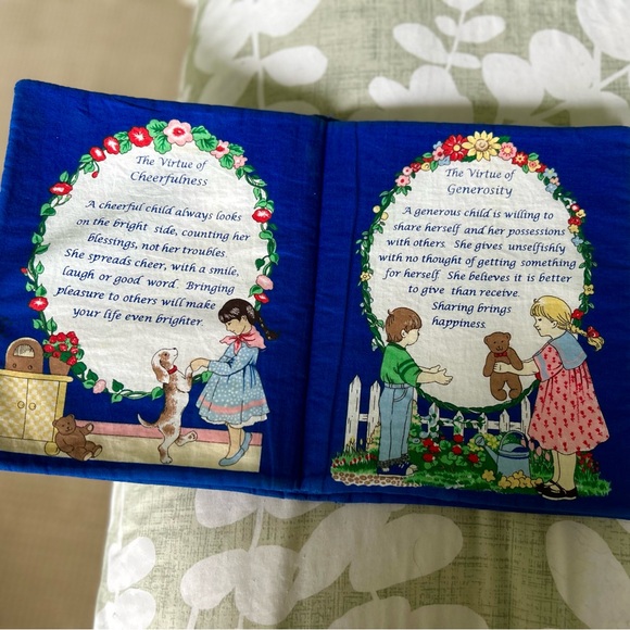 VTG Handmade Material Stitched Sewn Child's Virtues Life Lessons Soft Book Art - Picture 6 of 13